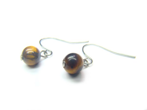 ETEXRS0800X Tiger Eye Round Shape 6mm Earrings