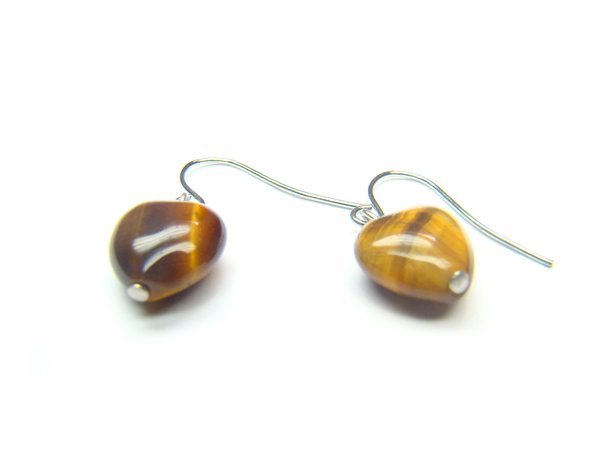 ETEXAP1000C Tiger Eye Heart Shape 10mm Earrings