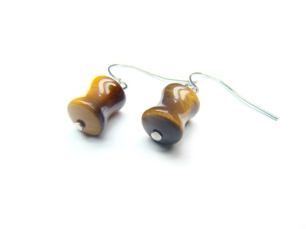 ETEXCY0608X Tiger Eye Peanut Shape 7x10mm Earrings