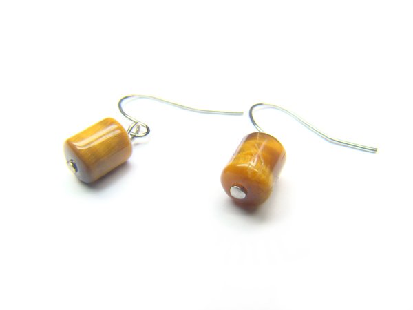 ETEXWH0408X Tiger Eye Cylinder Shape 6x8mm Earrings