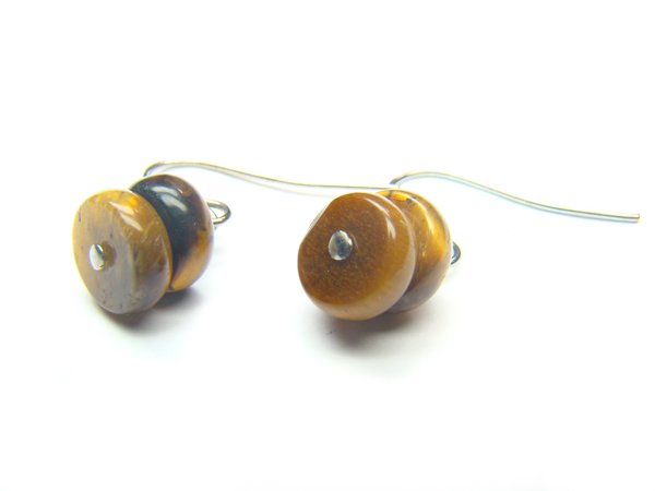 ETERRS0800X Tiger Eye Wheel Shape 4x8mm Earrings