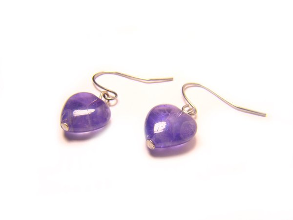 EAMXHS1200X Amethyst Heart Shape 10mm Earrings