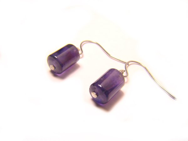 EAMX8S0510X Amethyst Cylinder Shape 7x9mm Earrings