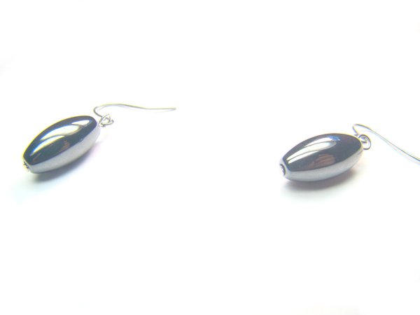 EHEXHS0800X Hematite Rice Shape 8x16mm Earrings