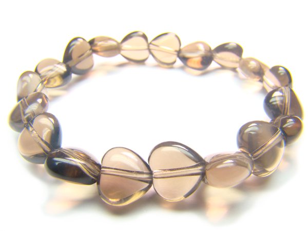 BSQXRE0710X Smoky Quartz Heart Shape 10mm Bracelet