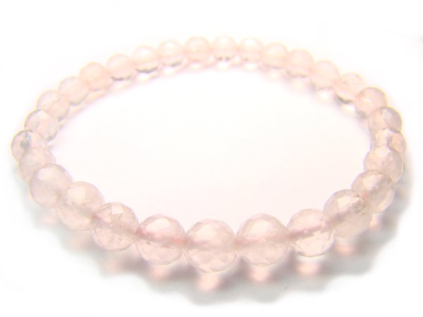 BRQXRS0800C Rose Quartz Round Shape 6mm Cut Bracelet
