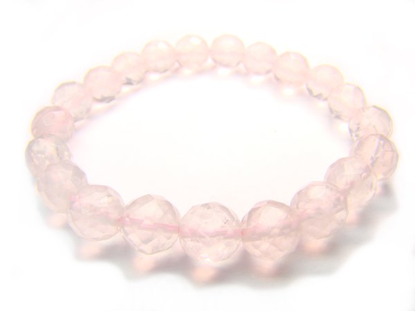 BRQXRS1000C Rose Quartz Round Shape 8mm Cut Bracelet