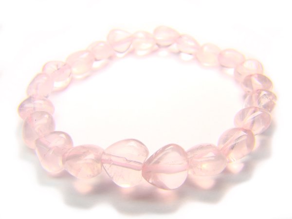 BRQXHS1000X Rose Quartz Heart Shape 8mm Bracelet