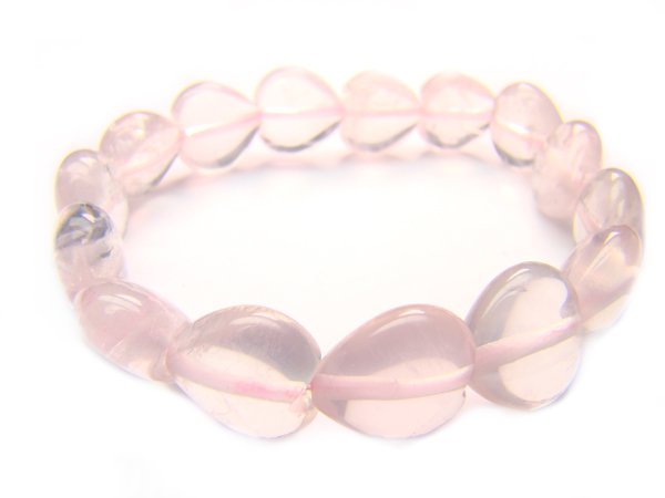 BRQXHS1400X Rose Quartz Heart Shape 12mm Bracelet