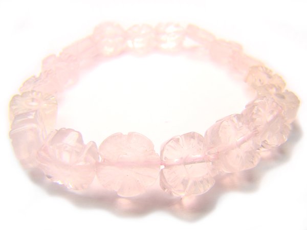 BRQXOS1013X Rose Quartz Flower Shape 10mm Bracelet