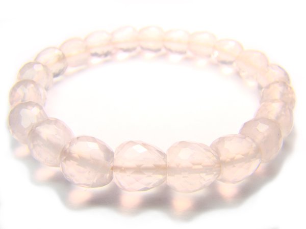 BRQXRE068X Rose Quartz Apple Shape 8mm Cut Bracelet