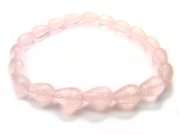 BRQXLO0800X Rose Quartz 6x9mm Cut Bracelet
