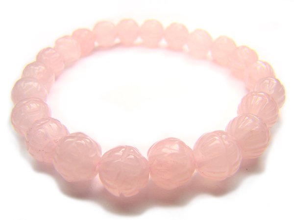 BRQXSS0811X Rose Quartz Lotus Shape 8mm Bracelet