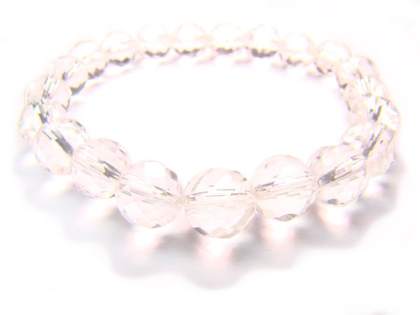 BRCXRS1000C Clear Quartz Round Shape 8mm Cut Bracelet