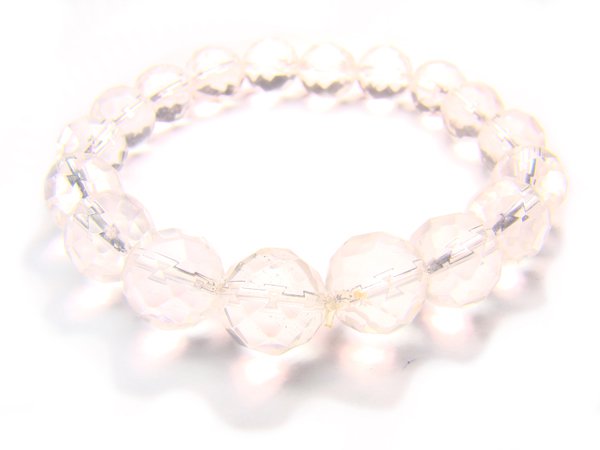 BRCXDO0306X Clear Quartz Round Shape 10mm Cut Bracelet