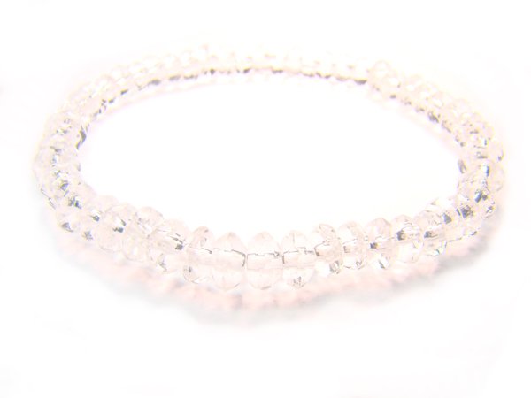 BRCXDO0408C Clear Quartz Donut Shape 3x5mm Cut Bracelet
