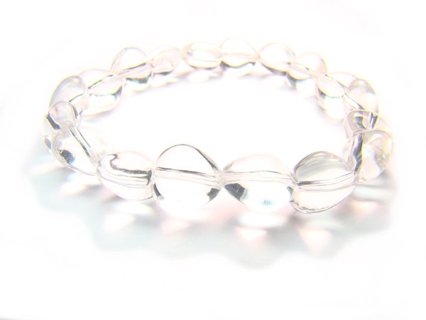 BRCXPS0608C Clear Quartz Heart Shape 10mm Bracelet