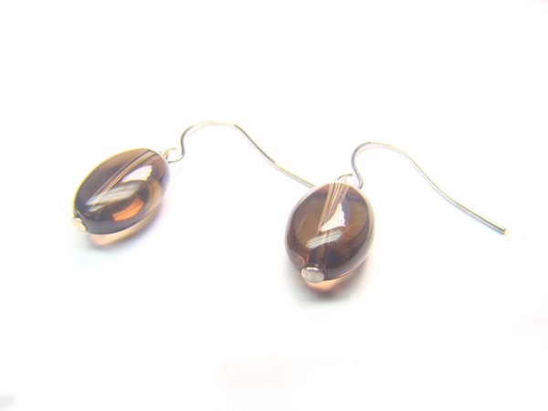 ESQXSP1000C Smoky Quartz Oval Shape 8x12mm Earrings