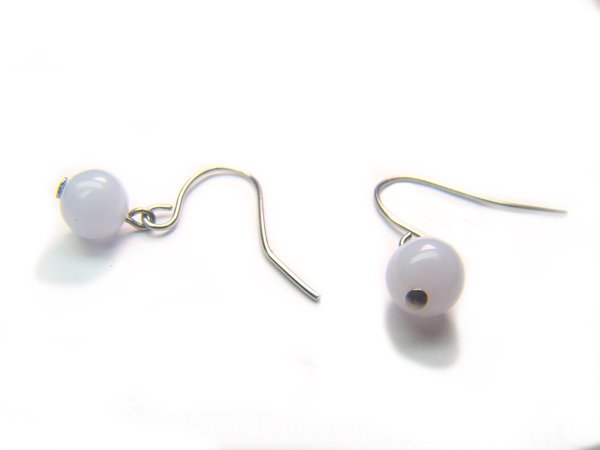 EBLXRS0800X Blue Lace Agate Round Shape 6mm Earrings