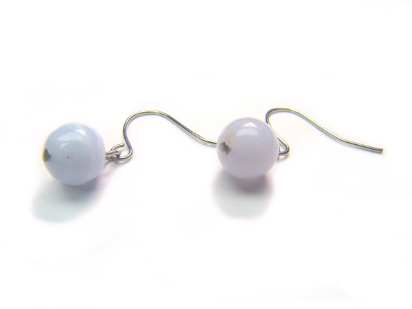 ERQXRS0600X Blue Lace Agate Round Shape 8mm Earrings