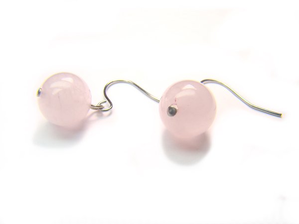ERQXRS0600C Rose Quartz Round Shape 10mm Earrings