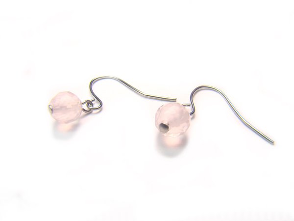 ERQXRS0800C Rose Quartz Round Shape 6mm Cut Earrings