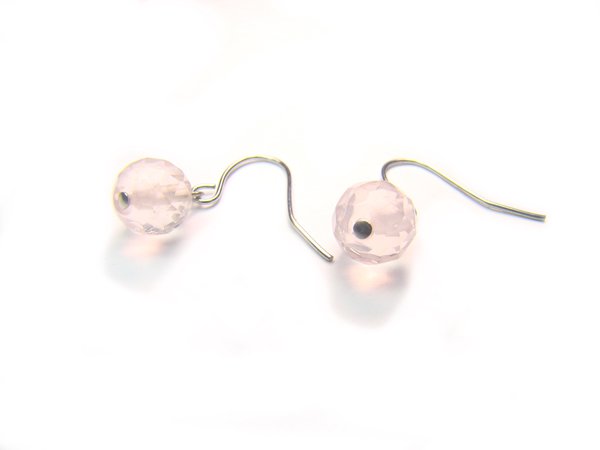 ERQXRS1000C Rose Quartz Round Shape 8mm Cut Earrings