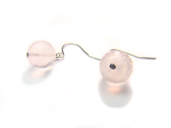 ERQXHS0800X Rose Quartz Round Shape 10mm Cut Earrings
