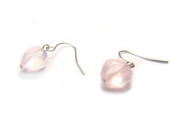 ERQXDO0306X Rose Quartz Heart Shape 10mm Earrings