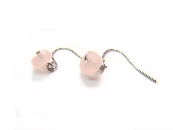 ERQXSP0900X Rose Quartz Wheel Shape 4x7mm Cut Earrings