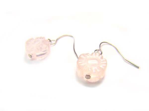 ERQXOS1013X Rose Quartz Flower Shape 10mm Earrings