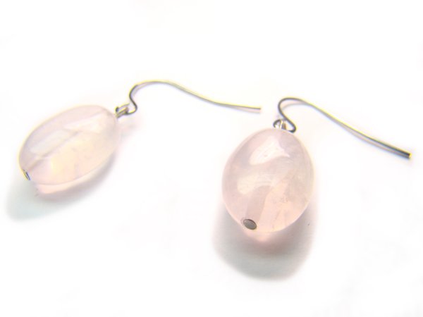 ERQXAP1000X Rose Quartz Oval Shape 10x13mm Earrings