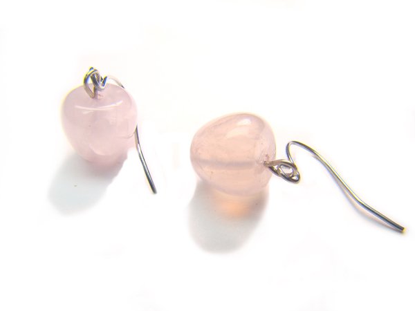 ERQXAP0800C Rose Quartz Apple Shape 10mm Earrings