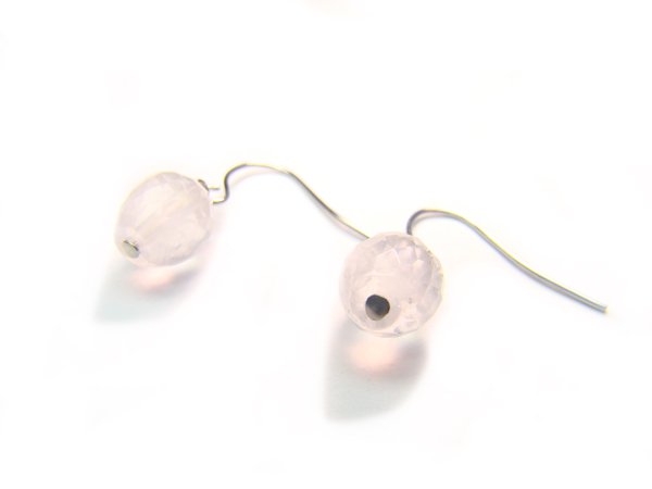 ERQXRE068X Rose Quartz Apple Shape 8mm Cut Earrings