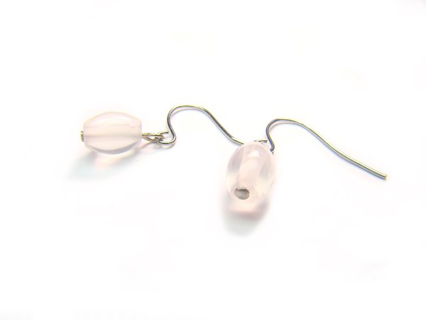 ERQXBR069C Rose Quartz Rice Shape 6x8mm Earrings