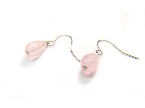 ERQXLO0800X Rose Quartz 6x9mm Cut Earrings