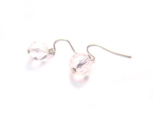 ERCXRS1000C Clear Quartz Round Shape 8mm Cut Earrings