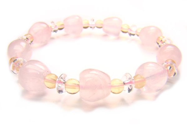 BA9861 Rose Quartz Citrine Clear Quartz Bracelet 6