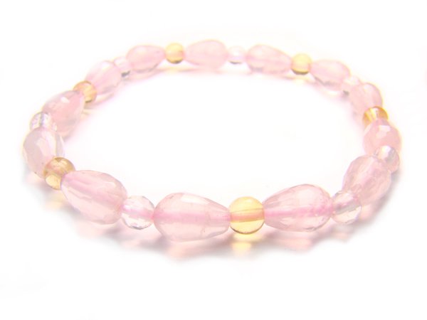 BA9862 Rose Quartz Citrine Clear Quartz Bracelet 7