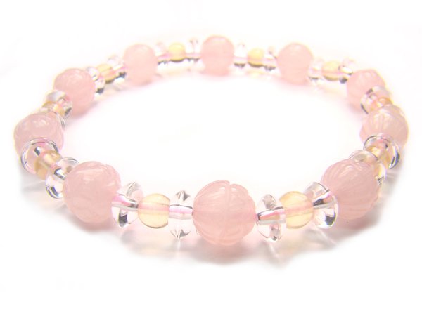 BA9864 Rose Quartz Citrine Clear Quartz Bracelet 8