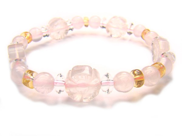 BA9596 Rose Quartz Citrine Clear Quartz Bracelet 10
