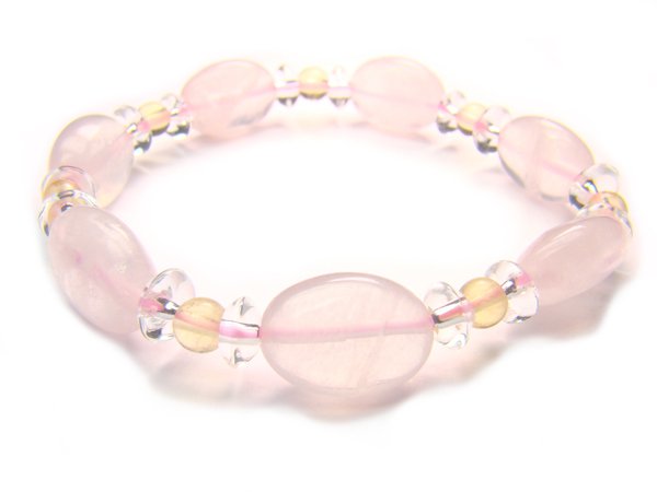 BA9856 Rose Quartz Citrine Clear Quartz Bracelet 12