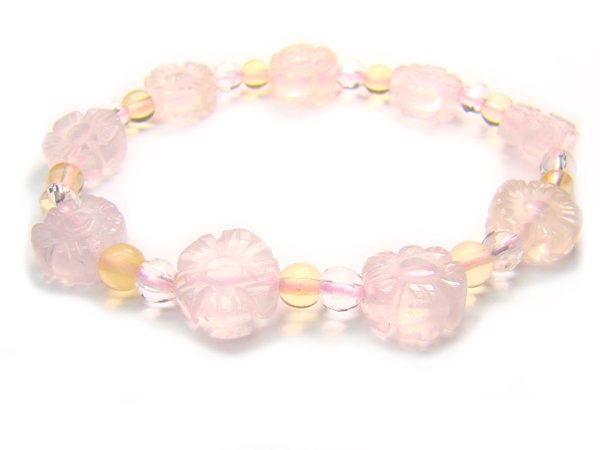 BA9860 Rose Quartz Citrine Clear Quartz Bracelet 14
