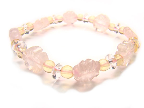 BA9863 Rose Quartz Citrine Clear Quartz Bracelet 15