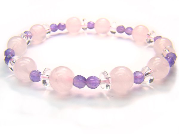 BA7097 Rose Quartz Amethyst Clear Quartz Bracelet 2