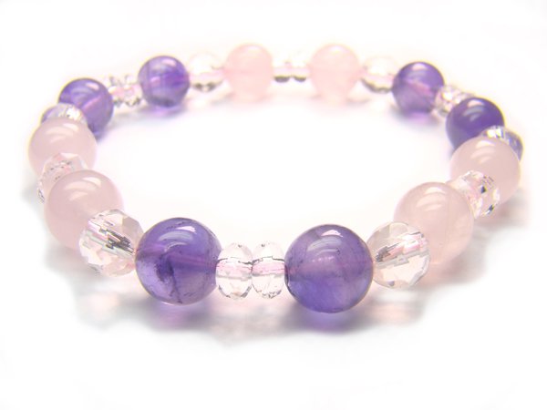 BA7232 Rose Quartz Amethyst Clear Quartz Bracelet 3