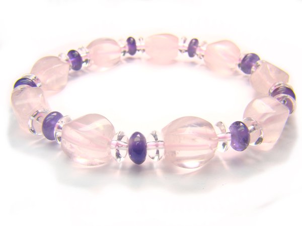 BA9977 Rose Quartz Amethyst Clear Quartz Bracelet 9