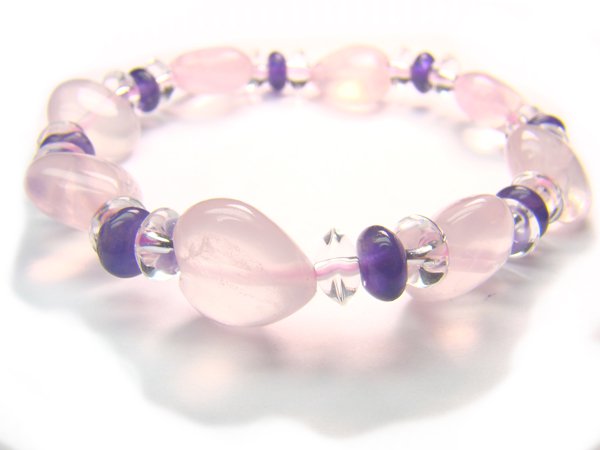 BA9996 Rose Quartz Amethyst Clear Quartz Bracelet 10