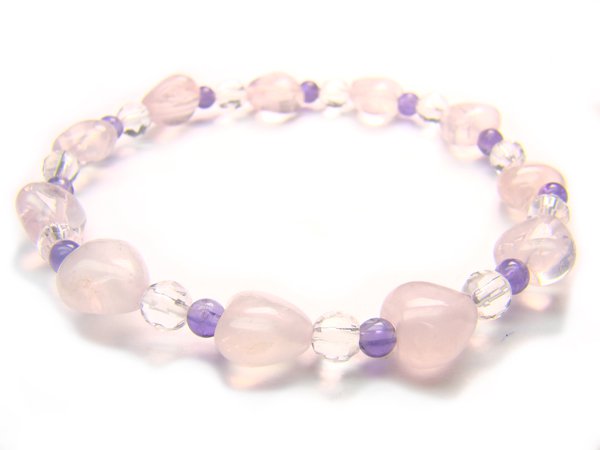 BB21 Rose Quartz Amethyst Clear Quartz Bracelet 12