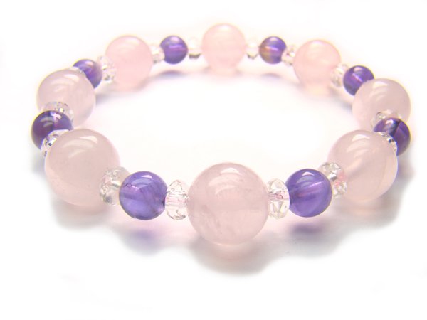 BB32 Rose Quartz Amethyst Clear Quartz Bracelet 14